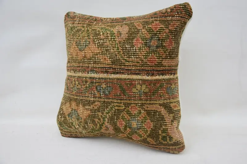Personalized Gift Pillow Cushion Case, Yoga Pillow, Vintage Pillow, Kilim Cushion Sham, Cushion, Boho Pillow Sham Cover, 12x12 Brown Pillow - 3