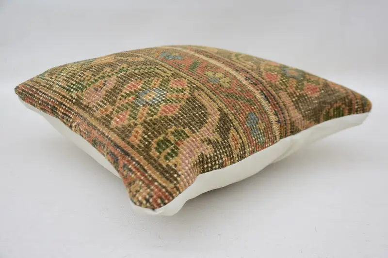 Personalized Gift Pillow Cushion Case, Yoga Pillow, Vintage Pillow, Kilim Cushion Sham, Cushion, Boho Pillow Sham Cover, 12x12 Brown Pillow - 6