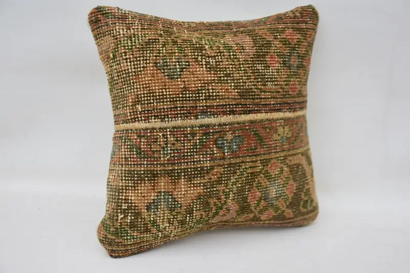 Personalized Gift Pillow Cushion Case, Yoga Pillow, Vintage Pillow, Kilim Cushion Sham, Cushion, Boho Pillow Sham Cover, 12x12 Brown Pillow - 2