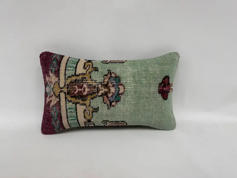 Pillow Case, Turkish Rugs Pillow Cover, 12x20 Beige Pillow Cover, Handmade Kilim Cushion, Home Decor Pillow, Vintage Kilim Throw Pillow - 1