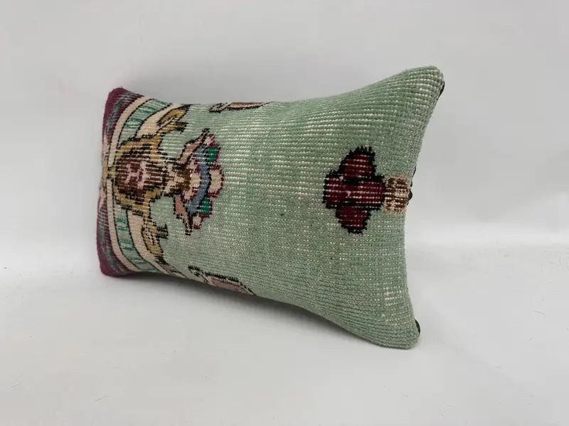 Pillow Case, Turkish Rugs Pillow Cover, 12x20 Beige Pillow Cover, Handmade Kilim Cushion, Home Decor Pillow, Vintage Kilim Throw Pillow - 4