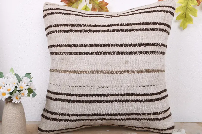 Sofa Pillow Sham, Shabby Chic Pillow Case, Pillow for Couch, Cushion Case, 18x18 White Pillow Sham, Handmade Kilim Cushion, Home Decor Pillow - 2
