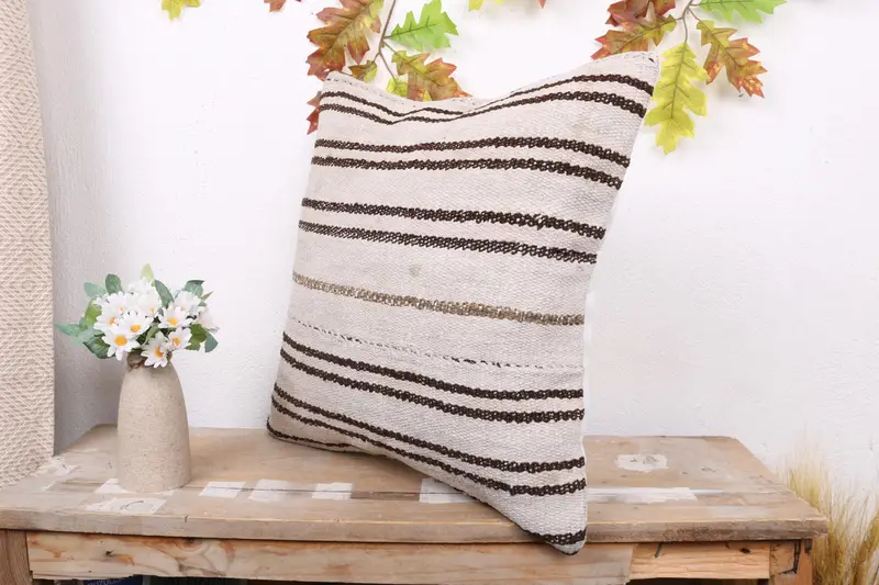 Sofa Pillow Sham, Shabby Chic Pillow Case, Pillow for Couch, Cushion Case, 18x18 White Pillow Sham, Handmade Kilim Cushion, Home Decor Pillow - 4
