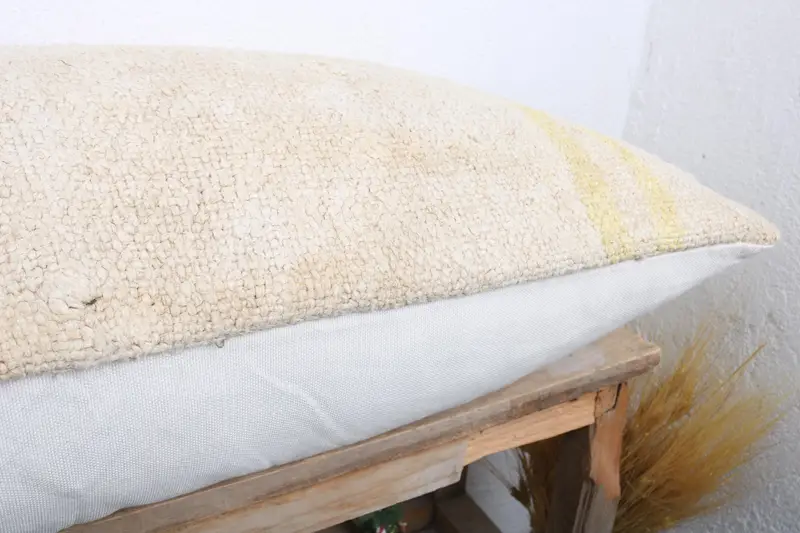 16x36 White Cushion, Outdoor Throw Pillow, Turkish Pillow, Kilim Pillow, Handmade Rug Seat Pillow Sham, Nomadic Pillow, Pillow, Vintage Kilim Pillow - 6