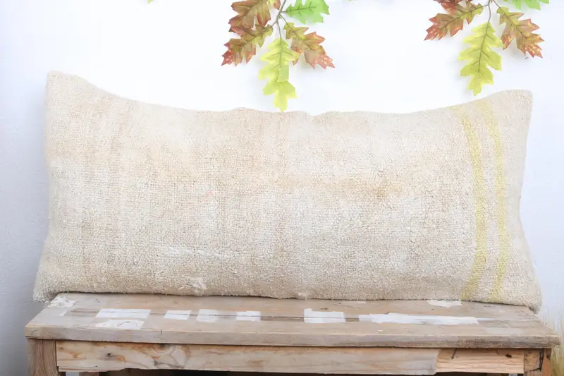 16x36 White Cushion, Outdoor Throw Pillow, Turkish Pillow, Kilim Pillow, Handmade Rug Seat Pillow Sham, Nomadic Pillow, Pillow, Vintage Kilim Pillow - 2