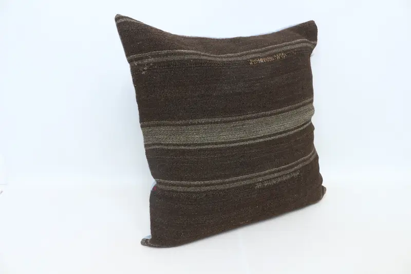 Pillow, Interior Designer Pillow, Wholesale Pillow Sham, Kilim Cushion Sham, Custom Pillow Sham, Boho Pillow Sham Cover, 28x28 Brown Pillow Sham - 3
