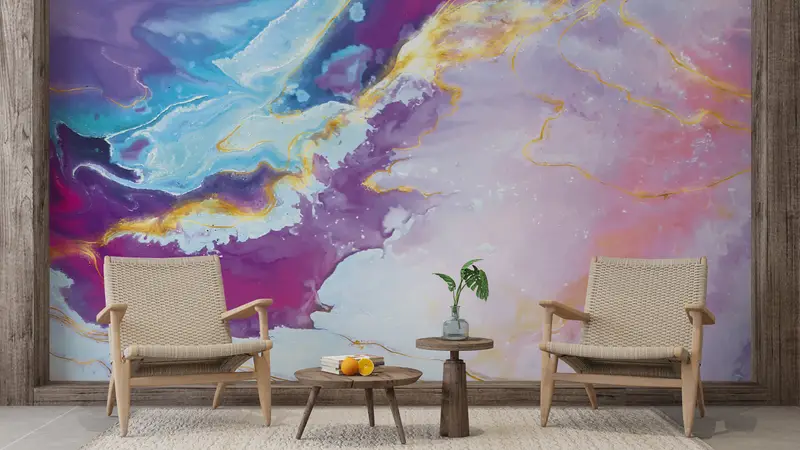 Marble Wall Decor, Purple Marble Mural, Colorful Marble Wallpaper, Wallpaper Panels, Wall Paper, 3D Wallpaper, Peel and Stick Wallpaper, - 3