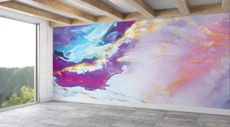 Marble Wall Decor, Purple Marble Mural, Colorful Marble Wallpaper, Wallpaper Panels, Wall Paper, 3D Wallpaper, Peel and Stick Wallpaper, - 1