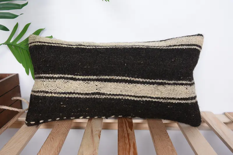 Boho Pillow Sham Cover, 10x20 Brown Cushion Case, Cushion, Custom Pillow Cover, Kilim Pillow Cover, Vintage Kilim Pillow, Outdoor Throw Pillow Cover - 1