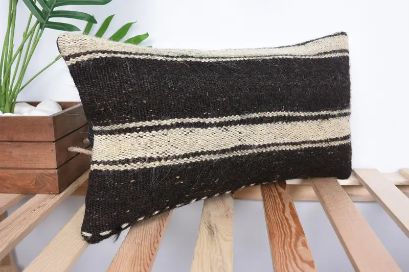 Boho Pillow Sham Cover, 10x20 Brown Cushion Case, Cushion, Custom Pillow Cover, Kilim Pillow Cover, Vintage Kilim Pillow, Outdoor Throw Pillow Cover - 4