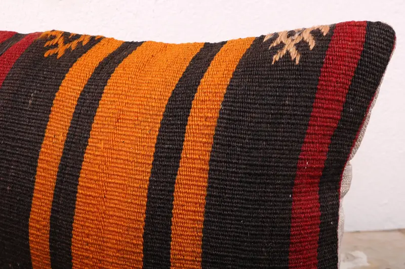 12x24 Red Pillow Sham, Boho Pillow Sham Cover, Sustainable Pillow, Cushion Case, Handmade Kilim Cushion, Throw Kilim Pillow, Outdoor Pillow Cover - 5