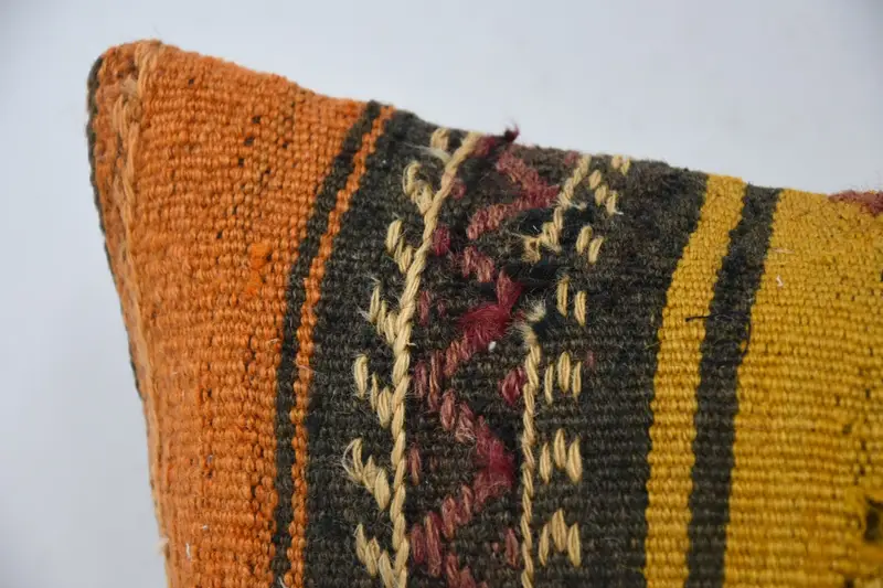 Kilim Cushion Sham, 12x24 Brown Cushion, Seat Cushion Cover, Couch Pillow Case, Vintage Pillow, Turkish Pillow, Aztec Pillow Cover, Cushion Case - 2