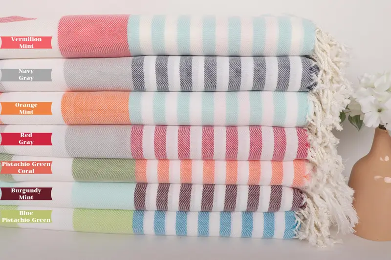 Embroidery Towels, 70x40 Cotton Striped Towel, Yoga Towel, Absorbent towel, Summer Towel, Custom Bath Towel, Gift For Her, Sand-resistant towel - 1