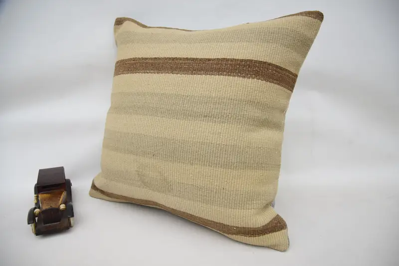 Pillow Cover, Wholesale Pillow, Garden Pillow Cover, Turkish Pillow, Kilim Pillow Cover, Antique Pillows, 20x20 Beige Pillow Sham - 3