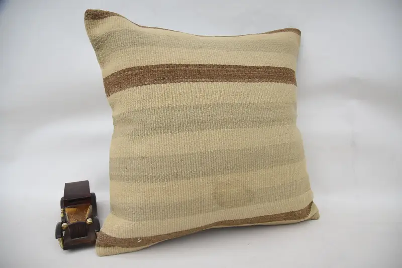 Pillow Cover, Wholesale Pillow, Garden Pillow Cover, Turkish Pillow, Kilim Pillow Cover, Antique Pillows, 20x20 Beige Pillow Sham - 2