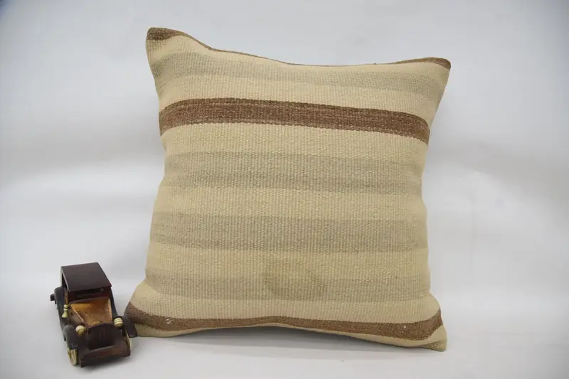 Pillow Cover, Wholesale Pillow, Garden Pillow Cover, Turkish Pillow, Kilim Pillow Cover, Antique Pillows, 20x20 Beige Pillow Sham - 1