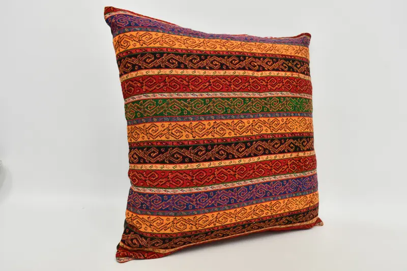 Throw Kilim Pillow, Cushion Cover, Toss Cushion, Antique Pillows, 20x20 Rainbow Pillow Case, Turkish Corner Pillow, Pillow for Sofa - 4