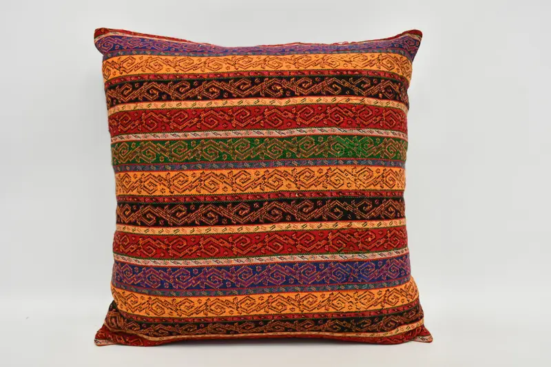Throw Kilim Pillow, Cushion Cover, Toss Cushion, Antique Pillows, 20x20 Rainbow Pillow Case, Turkish Corner Pillow, Pillow for Sofa - 1