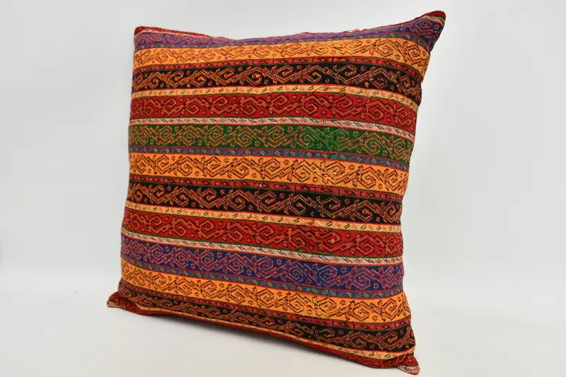 Throw Kilim Pillow, Cushion Cover, Toss Cushion, Antique Pillows, 20x20 Rainbow Pillow Case, Turkish Corner Pillow, Pillow for Sofa - 3