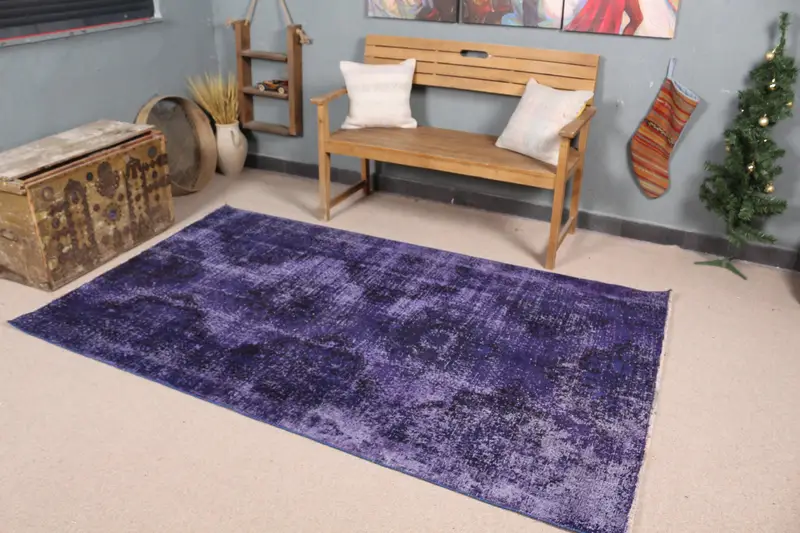 Mor Patchwork Halı, 4,7x7,7 ft Zarif Dekor