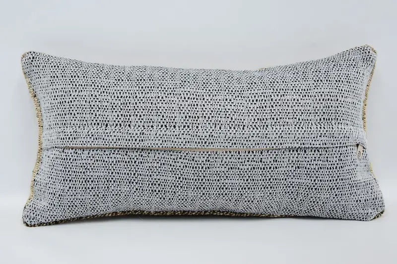 Pillow Cover, Vintage Kilim Throw Pillow, Turkish Bench Pillow Cover, Boho Pillow Sham Cover, Antique Pillows, 8x16 Beige Pillow Sham - 6