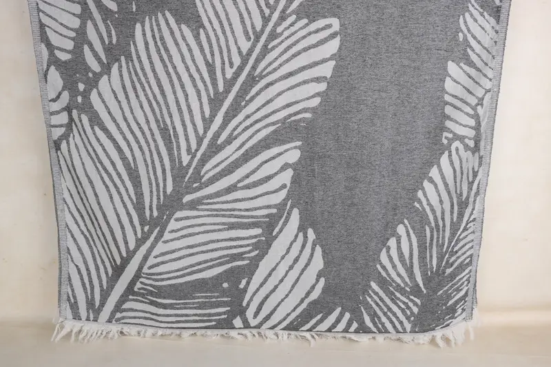 Personalisiertes türkisches Handtuch mit Blumenmuster, schwarze Baumwolle, 40 x 71 Zoll