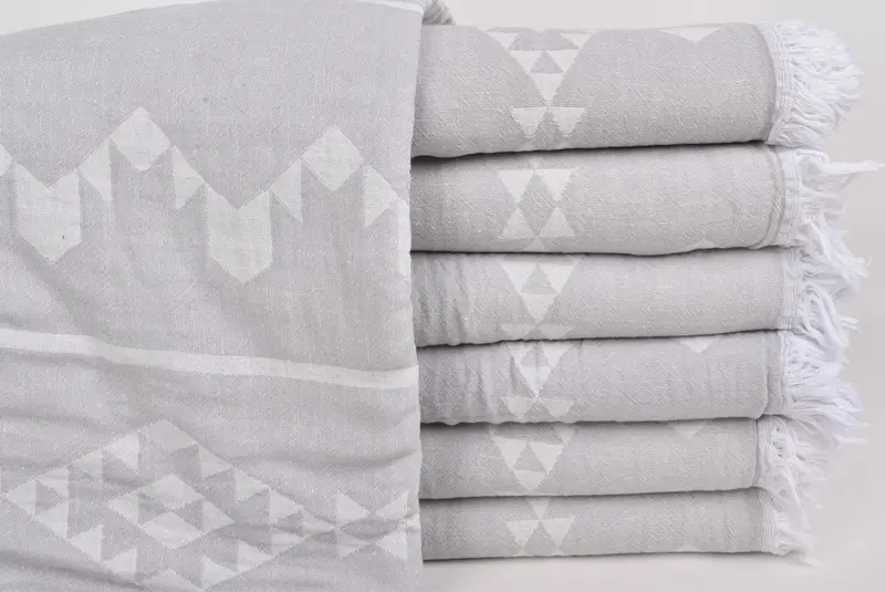 Monogram Beach Blanket, Turkish Blanket, Turkish Bedspread, Throw Blanket, Woven Throw Blanket, 70x60 Cotton Geometric Towel, Embroidery Bedspread - 2