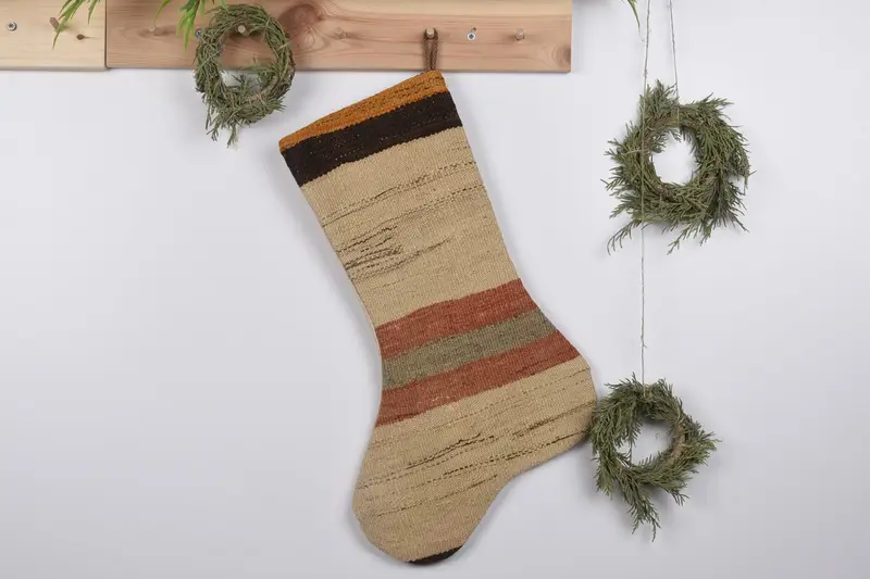 Festive Christmas Ornaments Pattern, 19 Inch Wide Christmas Stocking