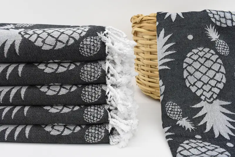 Organic Towel, Personalized Bridesmaid Gift, 70x36 Cotton Pineapple Design Towel, Organic towel, Hammam towel, Wedding Gift For Bride, Summer Towel - 1