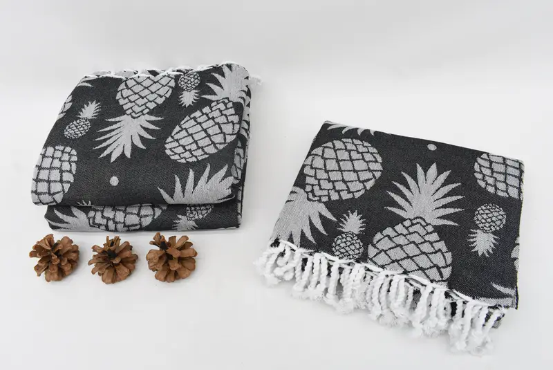 Organic Towel, Personalized Bridesmaid Gift, 70x36 Cotton Pineapple Design Towel, Organic towel, Hammam towel, Wedding Gift For Bride, Summer Towel - 7