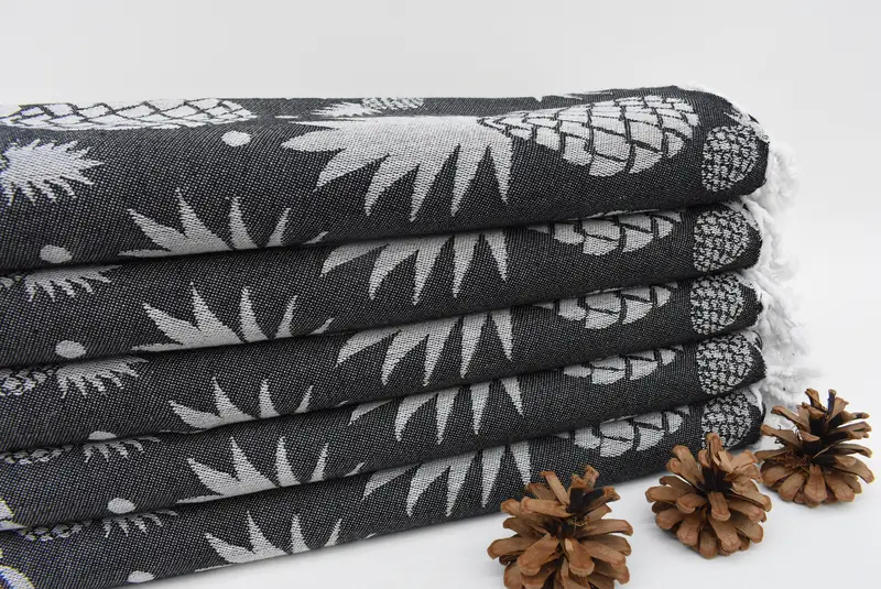 Organic Towel, Personalized Bridesmaid Gift, 70x36 Cotton Pineapple Design Towel, Organic towel, Hammam towel, Wedding Gift For Bride, Summer Towel - 2