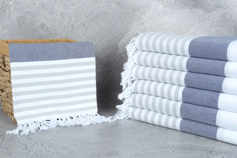 Personalized Gift, Turkish Towel Set, Absorbent Turkish towel, Beach Theme Wedding Gift, Best Beach Towel, 70x40 Cotton Striped Towel, Handmade Gift - 3
