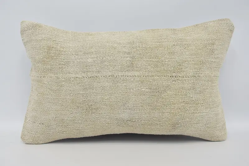 Ethnical Kilim Rug Pillow, Cotton Cushion Cover, Turkish Kilim Pillow, 12x20 Beige Pillow Cover, Cushion Case, Interior Designer Pillow - 1