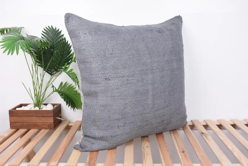 Decorative Cushion, Pillow Sham, Home Decor Pillow, Interior Designer Pillow, Gift Pillow, 32x32 Gray Pillow Cover, Rustic Cushion Case - 4