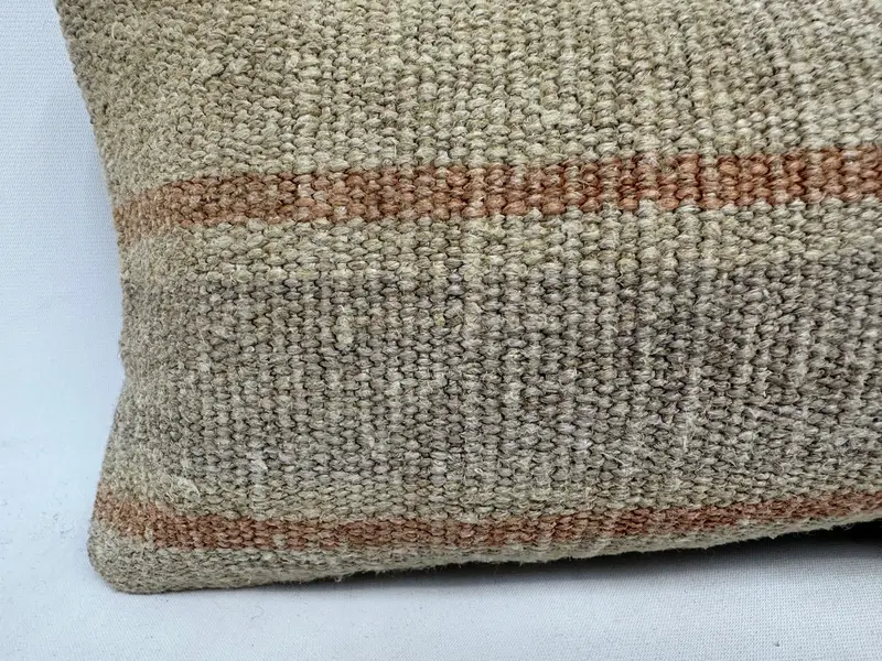 8x16 Beige Pillow Case, Boho Pillow, Handmade Kilim Cushion, Vintage Kilim Throw Pillow, Seat Cushion Cover, Handwoven Pillow Case, Cushion Case - 2