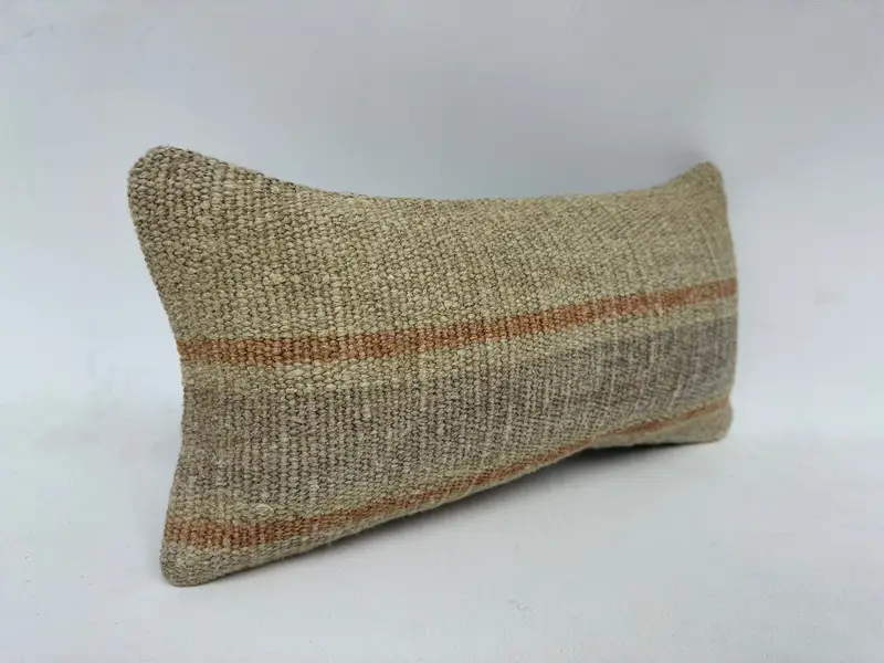 8x16 Beige Pillow Case, Boho Pillow, Handmade Kilim Cushion, Vintage Kilim Throw Pillow, Seat Cushion Cover, Handwoven Pillow Case, Cushion Case - 3