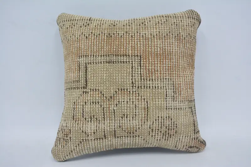 Traditional Cushion Case, Throw Kilim Pillow, 12x12 Green Cushion Cover, Turkish Pillow, Pillow for Couch, Seat Pillow Cover, Pillow Sham - 1