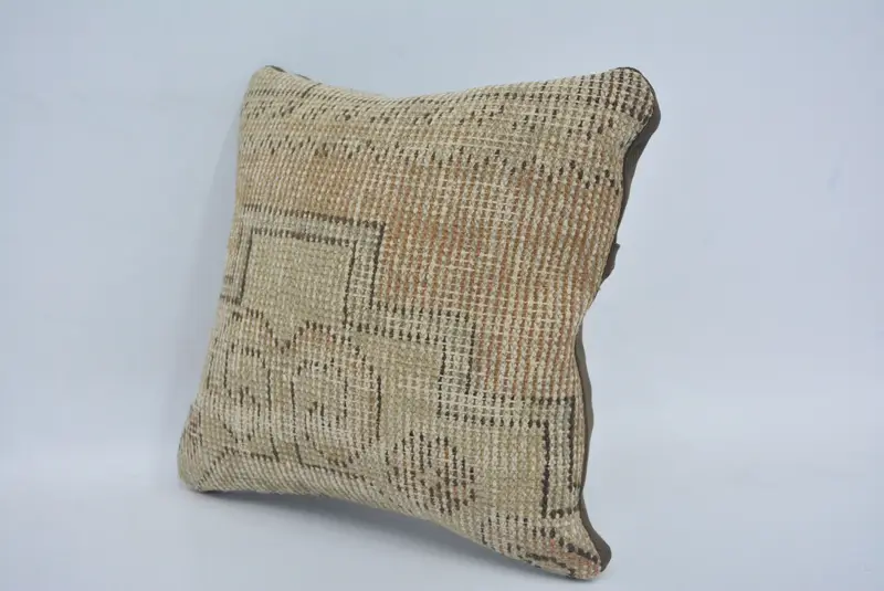 Traditional Cushion Case, Throw Kilim Pillow, 12x12 Green Cushion Cover, Turkish Pillow, Pillow for Couch, Seat Pillow Cover, Pillow Sham - 4