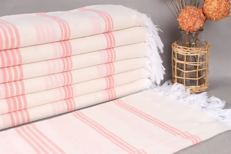 Beach Towel Monogram Turkish Cotton Vermilion Stripes, 40x71 Inches