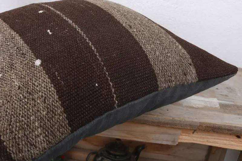 16x16 Brown Cushion Case, One Of A Kind Pillow Case, Pillow for Sofa, Bright Cushion Cover, Pillow Sham, Vintage Pillow, Kilim Cushion Sham - 6