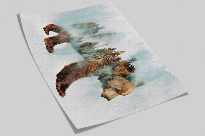 Printable Wall Art, Bear Walking in Snow Wall Decals, Animal Wall Painting, Trendy Wall Painting, Abstract Forest Paper Art, Gift For Her, - 9