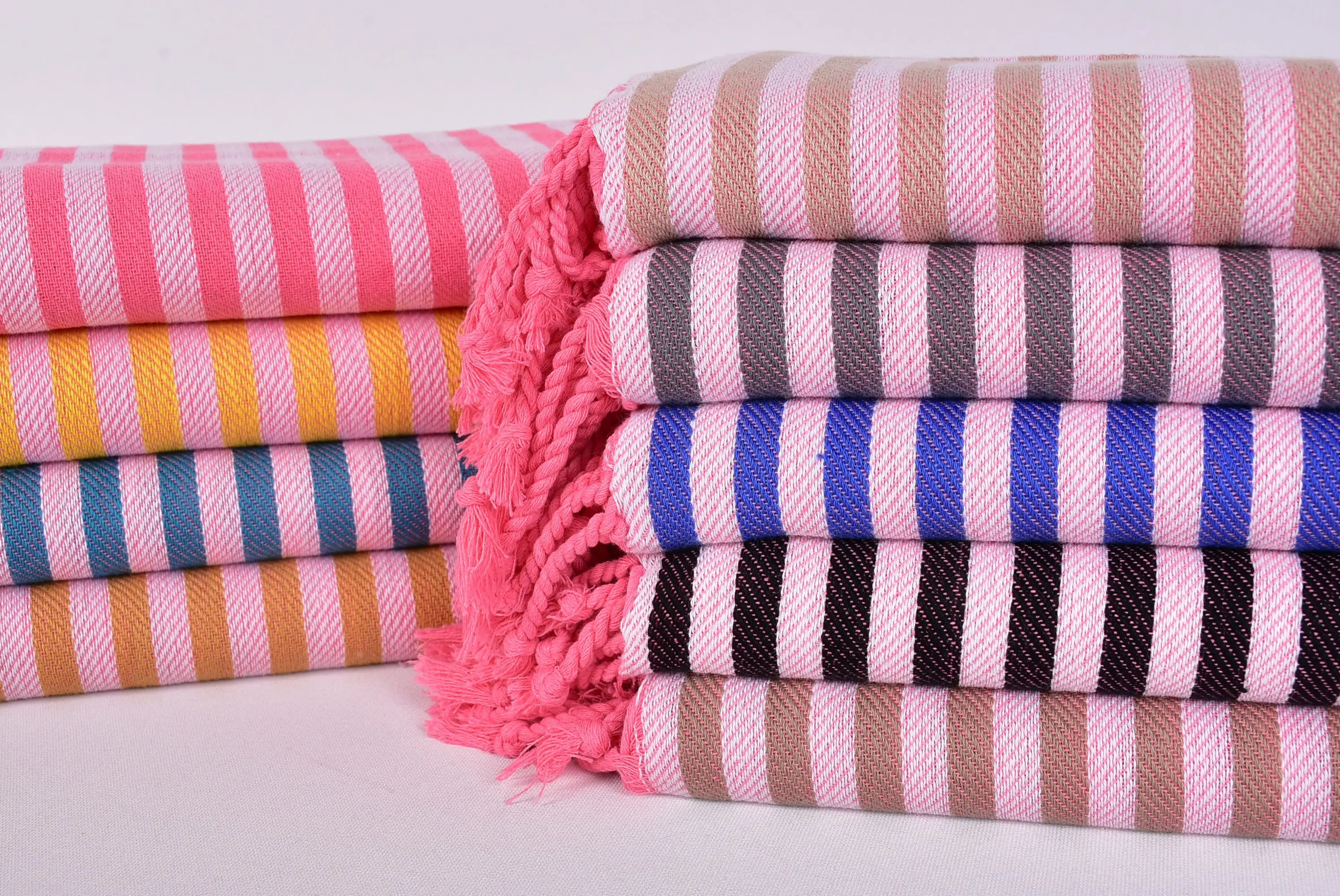 Bath Towel Personalized Turkish Cotton Beige Striped, 40x71 Inches - 1