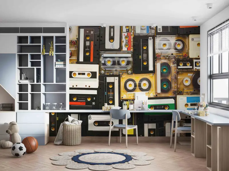 Vintage Kaset Baskılı Duvar Kağıdı: Retro Nostaljik Dekor