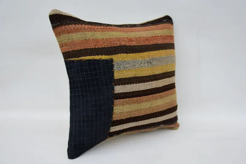 Pillow, 12x12 Beige Cushion, Turkish Corner Pillow Cover, Kilim Cushion Sham, Turkish Kilim Pillow, Vintage Pillow, Toss Cushion Cover - 2