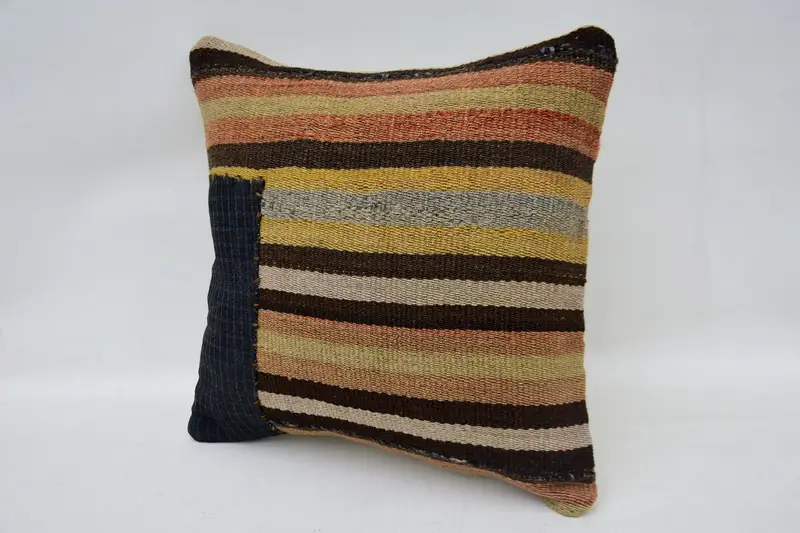 Pillow, 12x12 Beige Cushion, Turkish Corner Pillow Cover, Kilim Cushion Sham, Turkish Kilim Pillow, Vintage Pillow, Toss Cushion Cover - 3