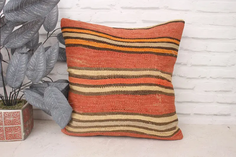 Boho Pillow Sham Cover, Cushion, Outdoor Patio Pillow Sham, Vintage Pillow, 18x18 Red Cushion, Garden Pillow Case, Pillow for Couch - 1