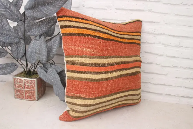 Boho Pillow Sham Cover, Cushion, Outdoor Patio Pillow Sham, Vintage Pillow, 18x18 Red Cushion, Garden Pillow Case, Pillow for Couch - 3
