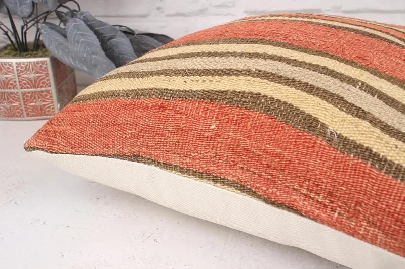 Boho Pillow Sham Cover, Cushion, Outdoor Patio Pillow Sham, Vintage Pillow, 18x18 Red Cushion, Garden Pillow Case, Pillow for Couch - 6