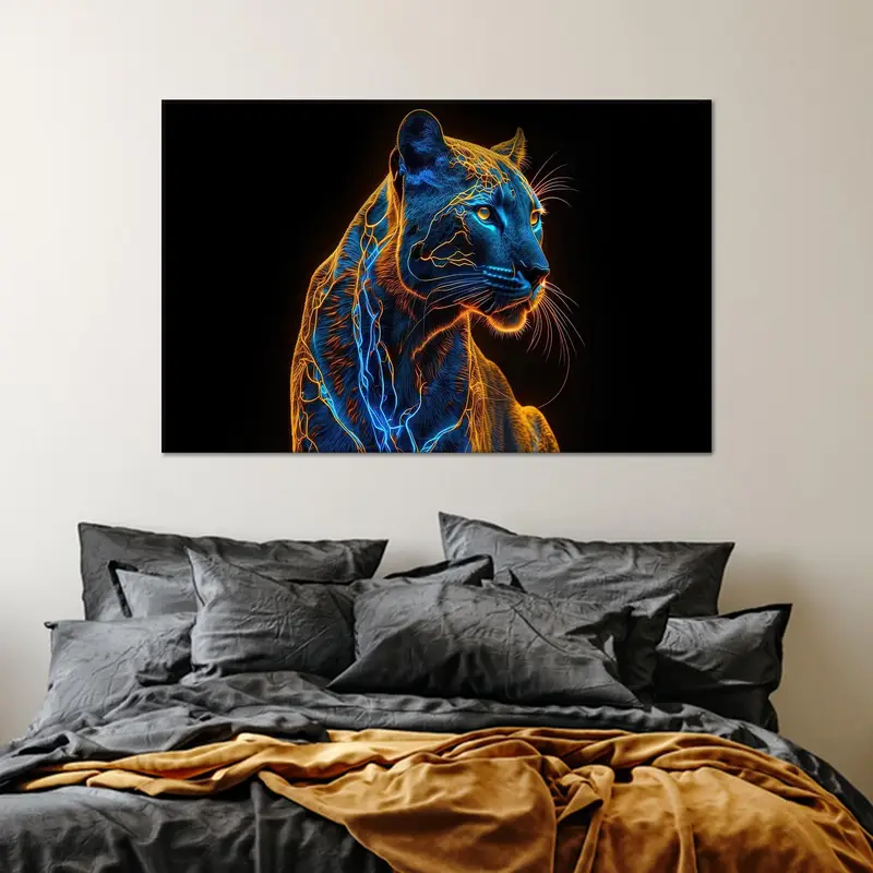 Surreal Panther Canvas: Shining Panther Surrealism Art Print