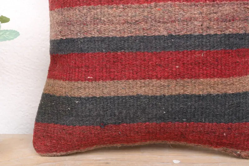 Pillow Sham, Custom Pillow Cover, Turkish Pillow, Accent Cushion, Turkish Kilim Pillow, Toss Pillow Case, 12x12 Red Cushion, Kilim Cushion Sham - 3